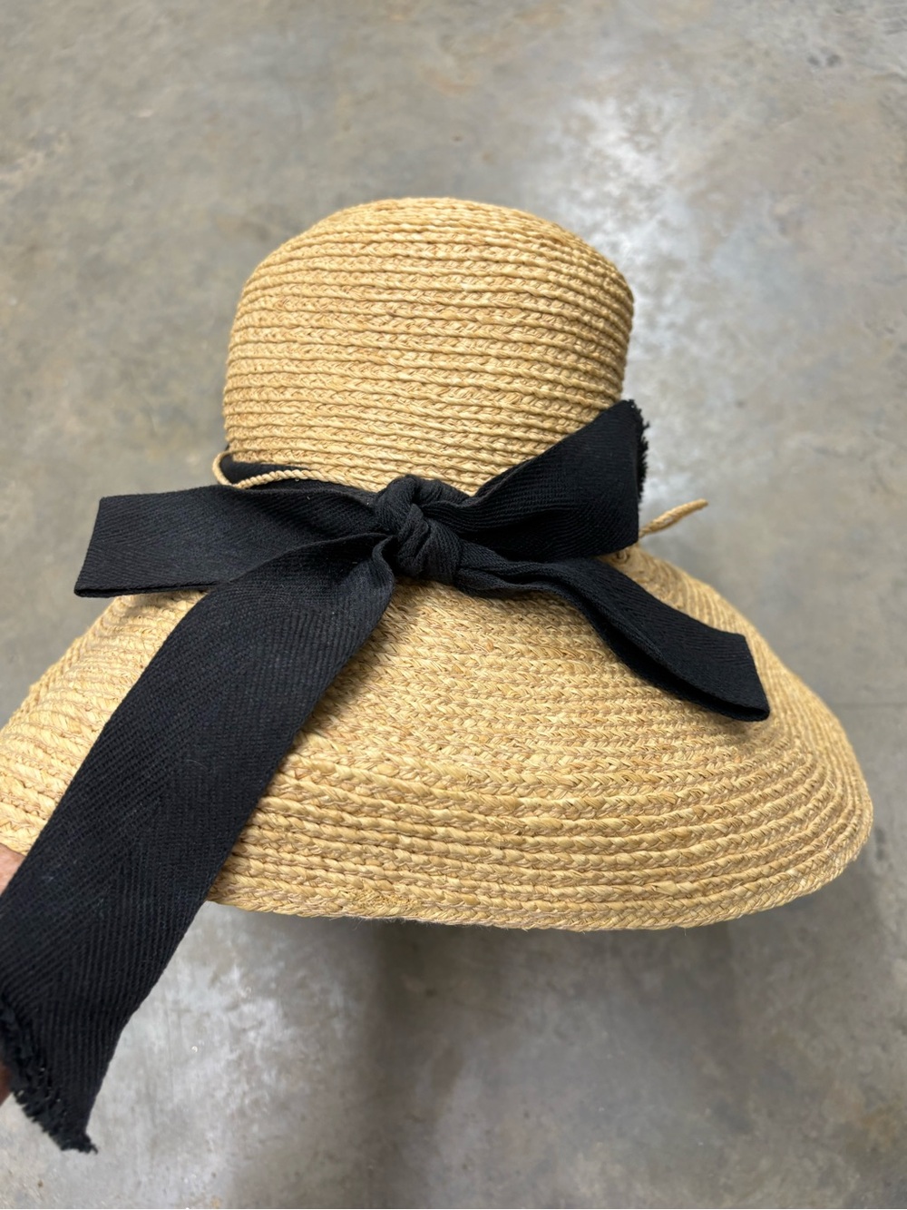 Helen Kaminski Straw Sun Hat with Black Ribbon